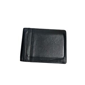 Baborry Mens Black Leather Bifold Money Clip Wallet with ID Window Slim Design